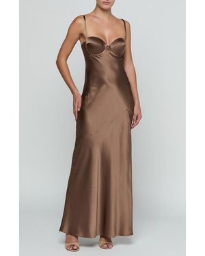 L'Agence Sayla Underwire Bias Cut Silk Mermaid Gown - Brown