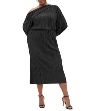 City Chic Jay Long Sleeve Midi Dress - Black