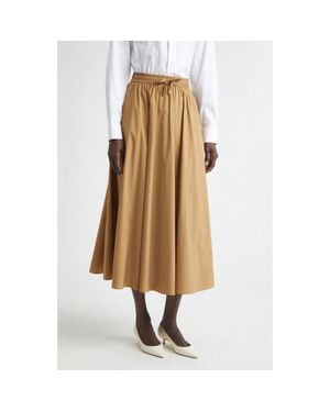 Herno Pleated Stretch Nylon Midi Skirt - Brown