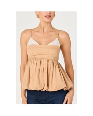 Astr Alon Colorblock Bubble Hem Peplum Top - Multicolor