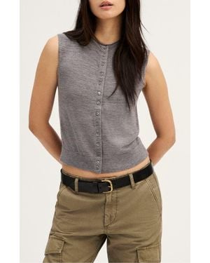 Madewell Button Front Sleeveless Cardigan - Gray