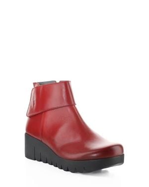 Fly London Vube Platform Wedge Bootie - Red