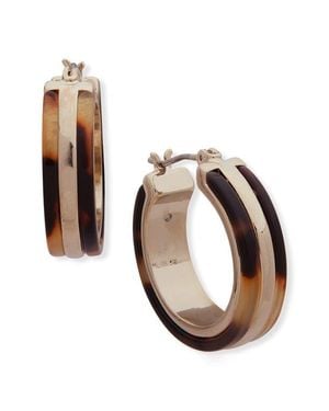 Ralph Lauren Stripe Tortoise Pattern Hoop Earrings - Metallic