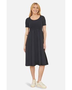 Yumi' Jersey Top And Cotton Midi Dress - Black