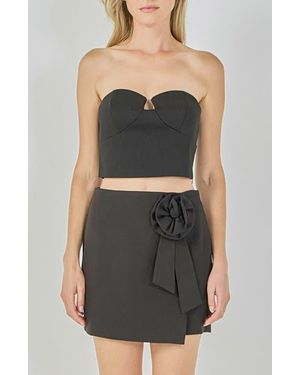 Endless Rose Strapless Crop Top - Black