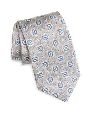Jack Victor Pearson Medallion Silk Tie - Gray