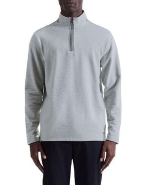Bugatchi Houndstooth Patern Quarter Zip Top - Gray