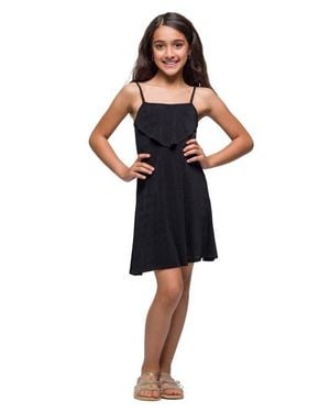 24sevenKid Shimmery Spaghetti Strap Knee Length Dress - Blue