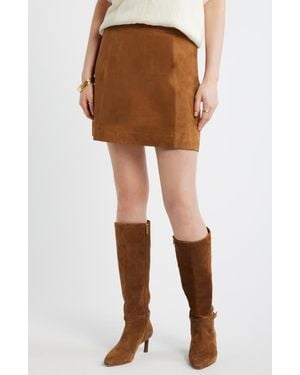 Treasure & Bond Suede Skirt - Brown