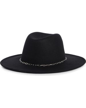Treasure & Bond Chain Trim Felt Adjustable Fedora - Black