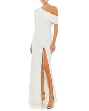 【Mac Duggal】Ruched Drop Shoulder Foldover Gown 関税送料込 Green Ruched Off-The-Shoulder Midi Dress - Mac Duggal