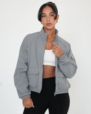 Rebody Active Cargo Nylon Windbreaker Jacket - Gray