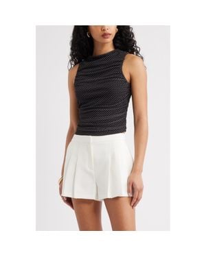 Open Edit Ruched Mesh Tank Top - Blue