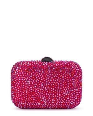 OLGA BERG Casey Hot Fix Crystal Clutch - Red