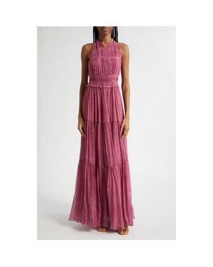 Ulla Johnson Freesia Chiffon Open Back Gown - Purple