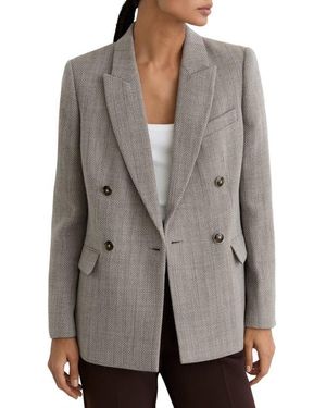 Reiss Ember Double Breasted Wool Blend Blazer - Gray
