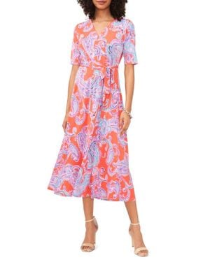 Chaus Paisley Knit Midi Dress - Red