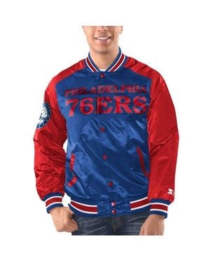 Starter Philadelphia 76Ers Renegade Satin Full-Snap Varsity Jacket - Red