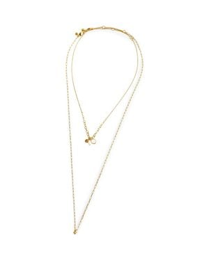 Madewell Long Horn Mother Of Pearl Layered Necklace - Metallic