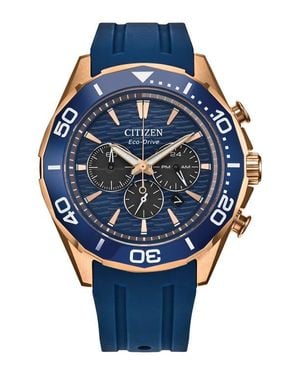 Citizen Endeavor Eco-Drive Chronograph Synthetic Strap Watch, 43Mm - Blue