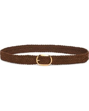 Tom Ford Oval Buckle Woven Suede Belt - Brown