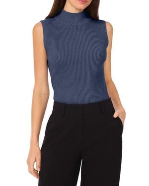 Vince Camuto Sleeveless Mock Neck Rib Sweater - Blue