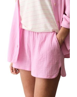 Marine Layer Isla Double Cloth Cotton Shorts - Pink