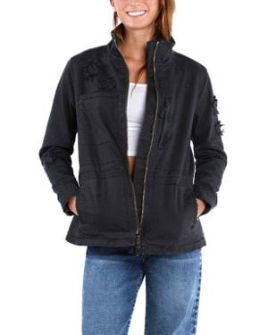 Billy T Butterfly Embroidery Cotton Blend Jacket - Black