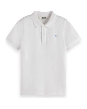 Scotch & Soda Kids' Core Garment Dyed Cotton Piqué Polo - White