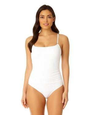 Anne Cole Shirred Lingerie Maillot One Piece - White