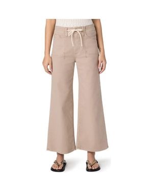 PAIGE Ari Drawstring High Waist Wide Leg Pants - Natural