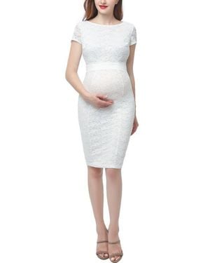 Kimi + Kai Lyanna Maternity Lace Sheath Dress - White