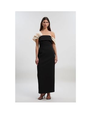 Karen Millen Tailored Taffeta Sleeve Maxi Dress - Black