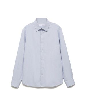 Mango Slim Fit Pinstripe Button-Up Shirt - White