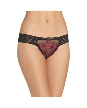 Hanky Panky Bright Rose Petal Thong - Black