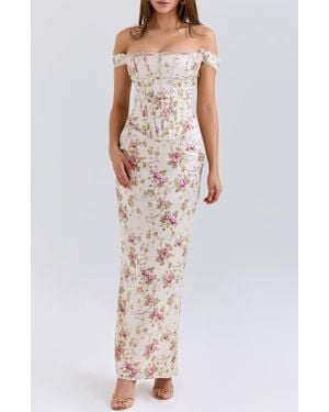 House Of Cb Isis Floral Corset Bodice Gown - Multicolor