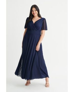 Scarlett & Jo Isabelle Angel Sleeve Maxi Dress - Blue