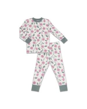 Everly Grey Emerson Fitted Long Sleeve 2-Piece Pajamas - White