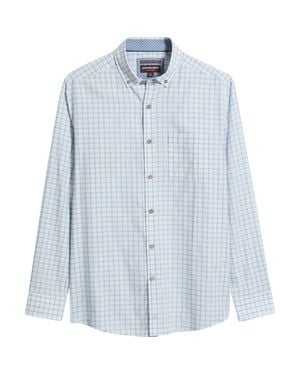 Johnston & Murphy Huntley Melange Button Front Shirt - Blue