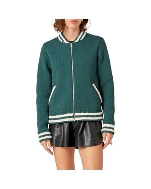 English Factory Knit Bomber Jacket - Green