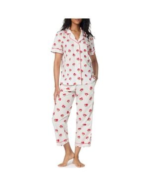 Bedhead Print Cotton Crop Pajamas - Red