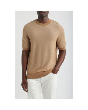 BOSS Leale Short Sleeve Cotton Crewneck Sweater - Brown