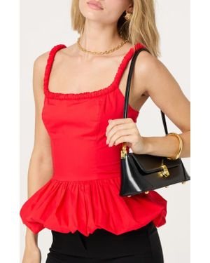 Astr Bubble Peplum Cotton Camisole - Red