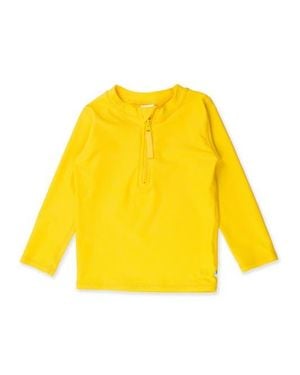 RuggedButts Boys Upf50+ Sun Protected Zipper Long Sleeve Rash Guard - Yellow