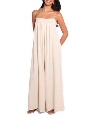 Petal & Pup Abegail Flowy Wide Leg Jumpsuit - Natural