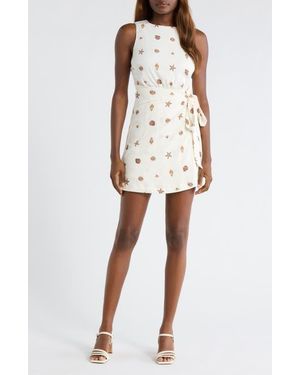 Sugarlips Cerise Shells Janis Faux Wrap Minidress - Natural