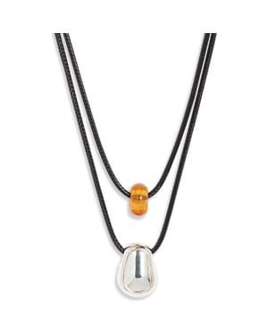 Open Edit Layered Pendant Necklace - Metallic