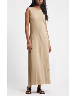 Treasure & Bond Side Ruched Cotton Maxi Dress - Natural