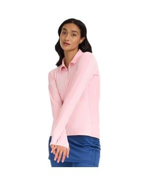 BloqUV Long Sleeve Quarter Zip Polo - Pink