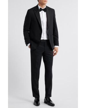 Jack Victor Elwood Contemporary Fit Wool Peak Lapel Tuxedo - Black